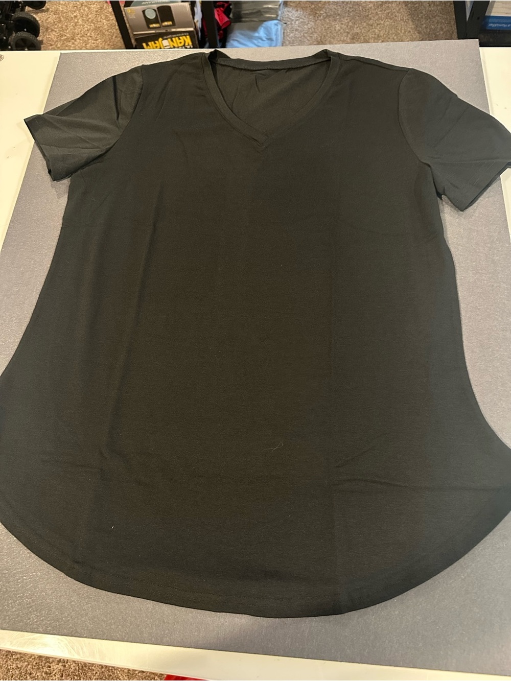 Women's Black V-Neck Short Sleeve Top